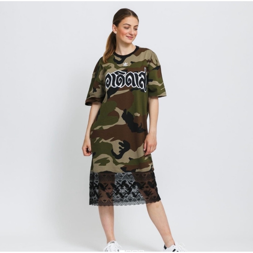 Adidas x Dry Clean Only Bangkok Camo Lace Tee Dress Small(Oversized Streetwear)‎